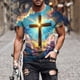 thumbnail image 1 of Tops para hombre, blusas y camisas de manga corta con cuello redondo para hombre, jersey informal con cuello redondo estampado para hombre, pantalones cortos deportivos para fitness, blusa de poliéste, 1 of 5