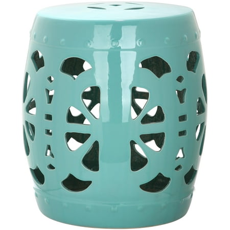 Safavieh Blossom Solid Indoor/Outdoor Garden Patio Stool, Light Blue