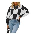 thumbnail image 3 of Seyurigaoka Women Argyle Plaid Sweater Vintage Knit Pullover V Neck Long Sleeve Oversized Sweatshirt Jumper Tops Preppy Streetwear, 3 of 9