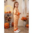 thumbnail image 5 of RUINIXCW Toddler Baby Girl Halloween Silk Stain Pajamas Set Kids Little Girl Fall Winter PJS Set Sleepwear Pumpkin Fuzzy Trim Long Sleeve Button Down Shirt and Pants Set Loungewear Homewear, 5 of 8
