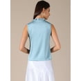 thumbnail image 4 of DARING DIVA Women's Satin Elegant Sleeveless One Button Office Blouse XS Bean Blue, 4 of 6
