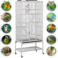 thumbnail image 2 of Alden Design 69" H Rolling Extra Large Metal Bird Cage with Detachable Stand for Parrots, White, 2 of 6