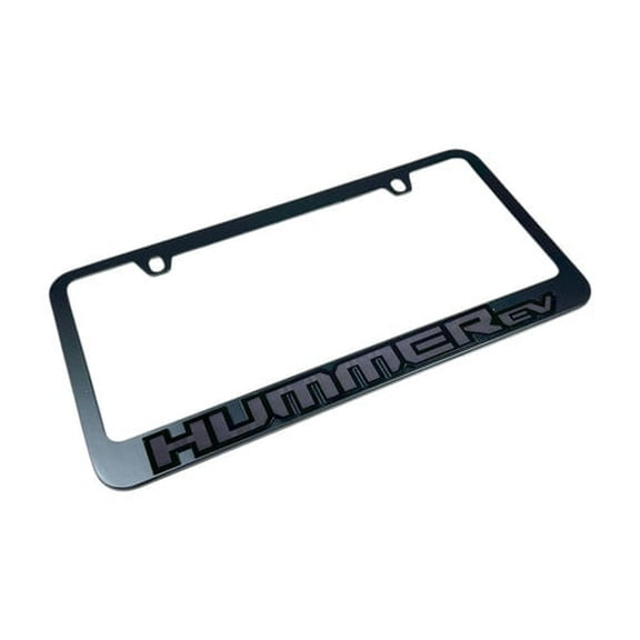 Hummer EV Logo Black Letters Black License Plate Frame Official Licensed