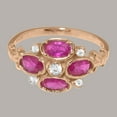 thumbnail image 5 of LBG British Made 10k Rose Gold Synthetic Cubic Zirconia & Natural Ruby Womens Statement Ring - 33 size options - Size 7, 5 of 6