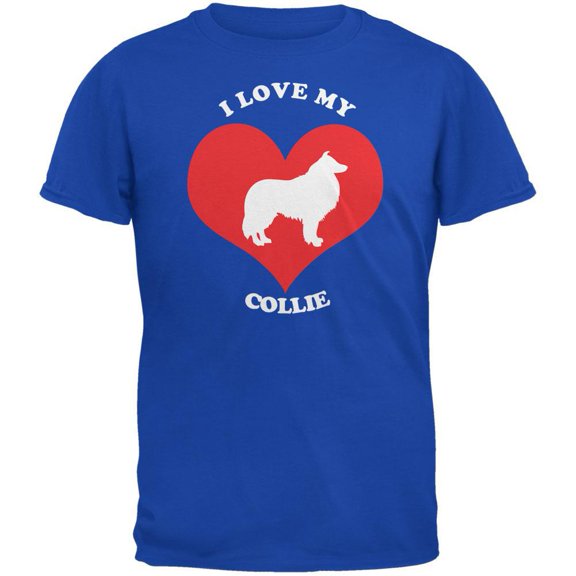 Valentines I Love My Collie Royal Adult T-Shirt - Large
