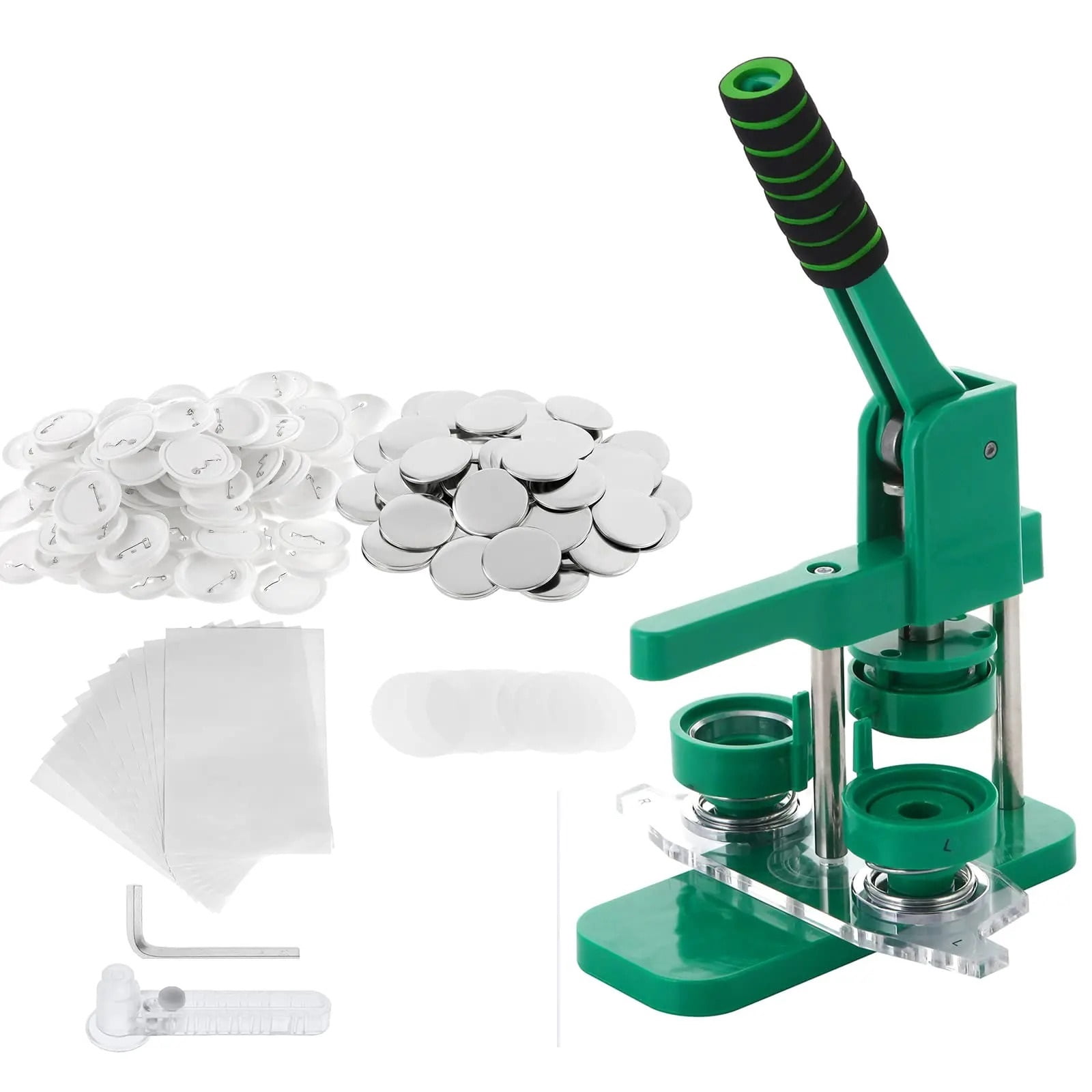 32mm Upgraded Button Maker Machine with Absorbable Mold Round Pin Maker Kit & 100PCS Button ,Beginner-Friendly