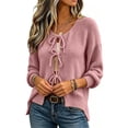 thumbnail image 6 of QSXADF Women's Cardigan Sweaters Cropped Casual Ties Front Knit Tops, 6 of 6