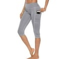 thumbnail image 2 of Fashion Woman Workout Capri Leggings Side Pocket High Waist Running Yoga Pants For Women, 2 of 2