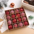 thumbnail image 3 of 16 piezas/caja de 6 cm, adornos de bolas de Navidad, color champán, dorado, rojo, con purpurina, bolas de espuma, manualidades para colgar en el árbol de Navidad, regalo de Navidad, 3 of 5