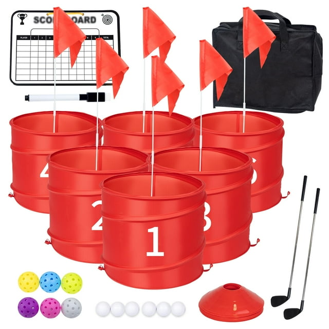Juego de golf WodGod para patio trasero con 2 palos para jugar al aire libre, 6 piezas