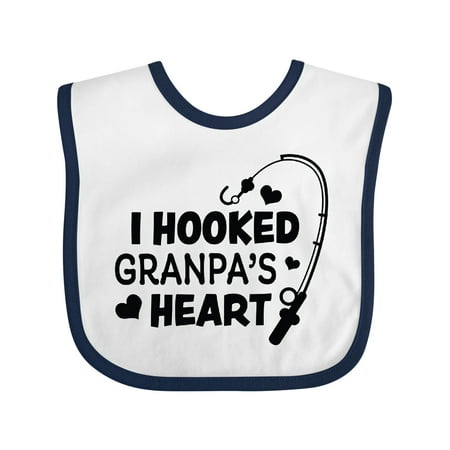 

Inktastic I Hooked Granpa s Heart with Fishing Rod Gift Baby Boy or Baby Girl Bib