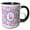 Black/White, variant on 3drose, Letter L in Circle Over Swirly Floral Pattern in Purple and White, 11oz Two-tone Blue Mug