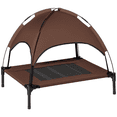 thumbnail image 1 of PawHut Elevated Cooling Pet Bed with Canopy for Medium-Sized Dogs Coffee, 1 of 10