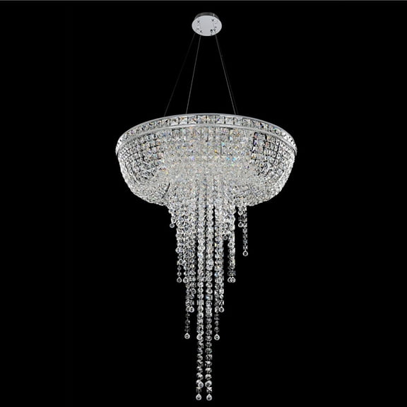 027352-010-FR001-Allegri Lighting-Cascata - Eight Light Round Pendant   Chrome Finish with Firenze Clear Crystal