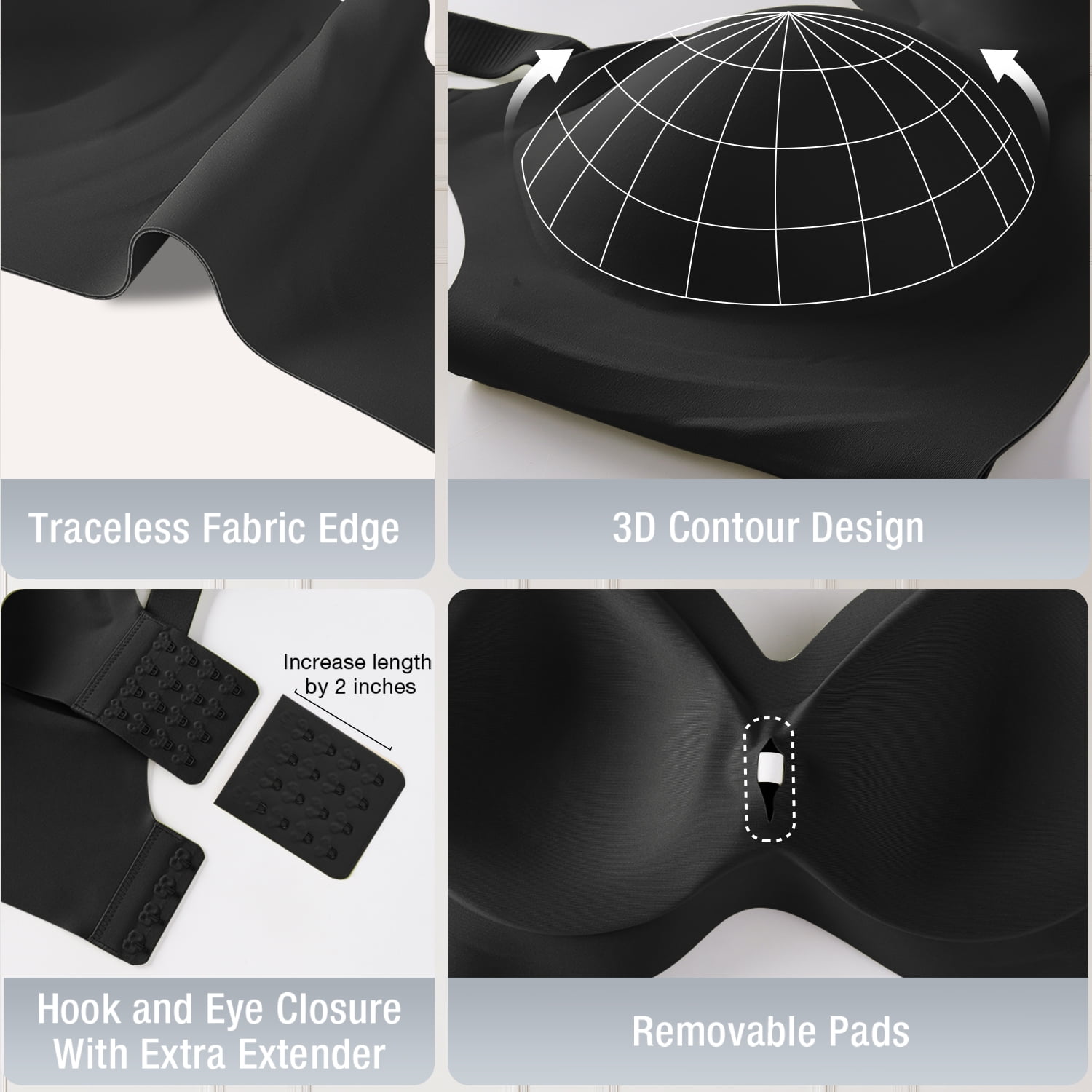 USEASY Wireless Bras for Women Plus Size Full Coverage Push Up Bra Comfort Seamless Bras No Underwire Everyday Bra
