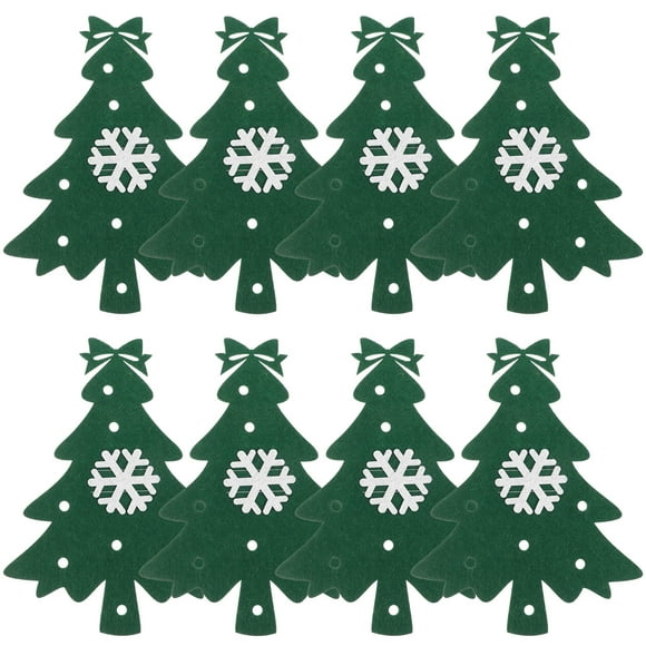 8pcs Festive Silverware Bags Holiday Table Decor Creative Christmas Tree Cutlery Holder
