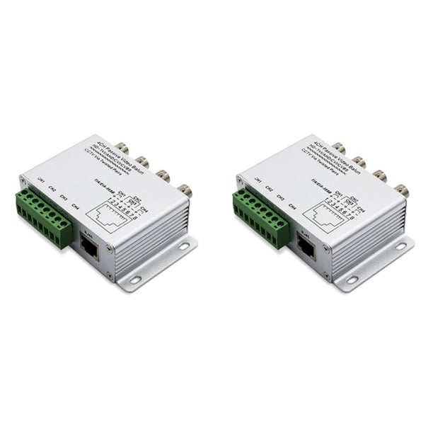 2X Balun de VíDeo Pasivo para CáMaras TVI CVI AHD CCTV A TravéS de Pares Trenzados UTP Balun de VíDeo 4CH Transceptor BNC A UTP RJ45(4CH)