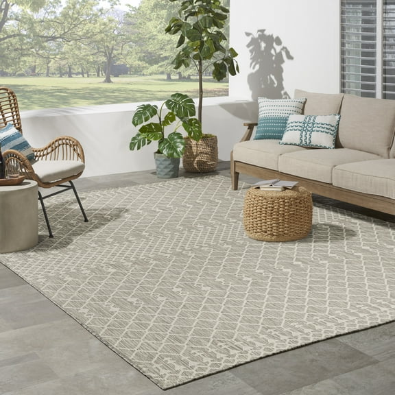 Nourison Positano Indoor/Outdoor Light Grey 8' x 10' Area Rug (8x10)
