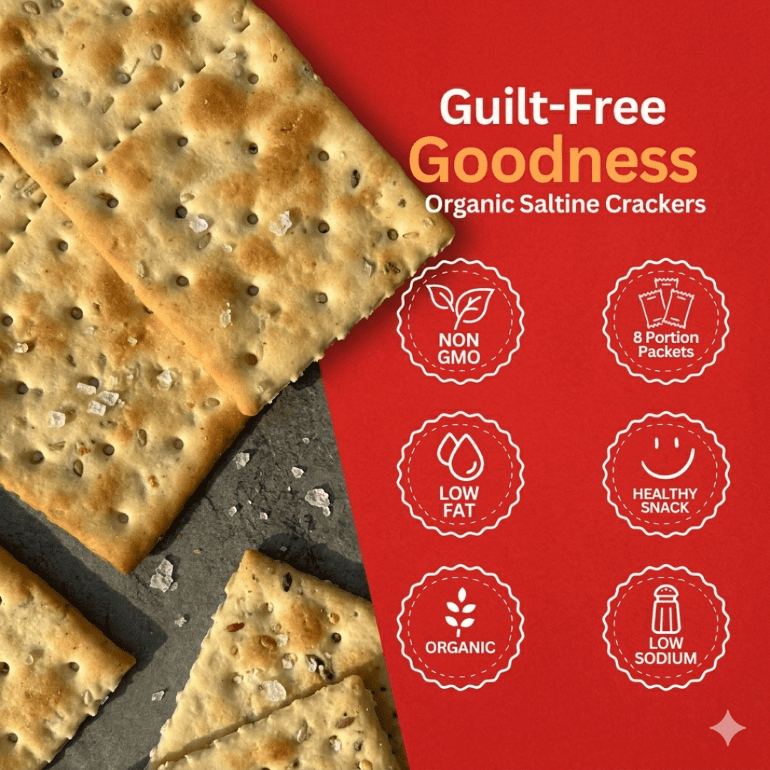 Suzie's Organic Saltines Crackers, Rosemary Sesame, Healthy Gourmet Baked Snack, 6 Pack, 8.8 oz