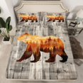 thumbnail image 2 of Homewish Safari Animal Bear Twin Sheet Sets,Rustic Pine Tree Twin Fitted Sheet,Orange Gray Flat Sheet For Boys Kids,Breathable Home Decor,3 Pieces, 2 of 7