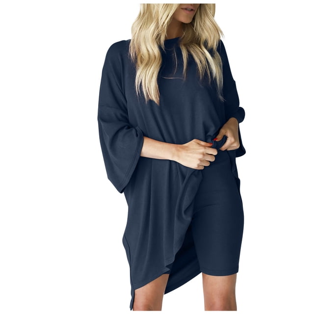 Ensembles zanvins pour Femmes 2024 T-Shirt à Col Rond à Manches Longues à Enfiler + Pantalon Ensemble