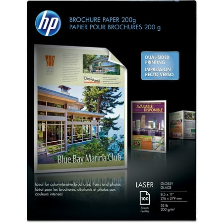 HP, HEWQ6608A, 52 lb Glossy Brochure Paper, 100 / Pack,
