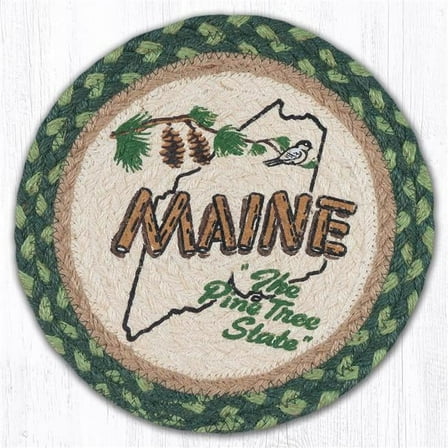 10 x 10 in. MSPR-703 Maine Pine Printed Round Braided Trivet
