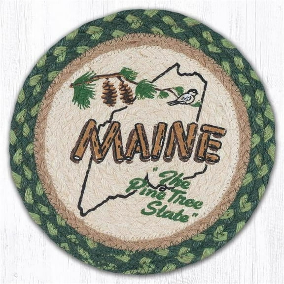 10 x 10 in. MSPR-703 Maine Pine Printed Round Braided Trivet