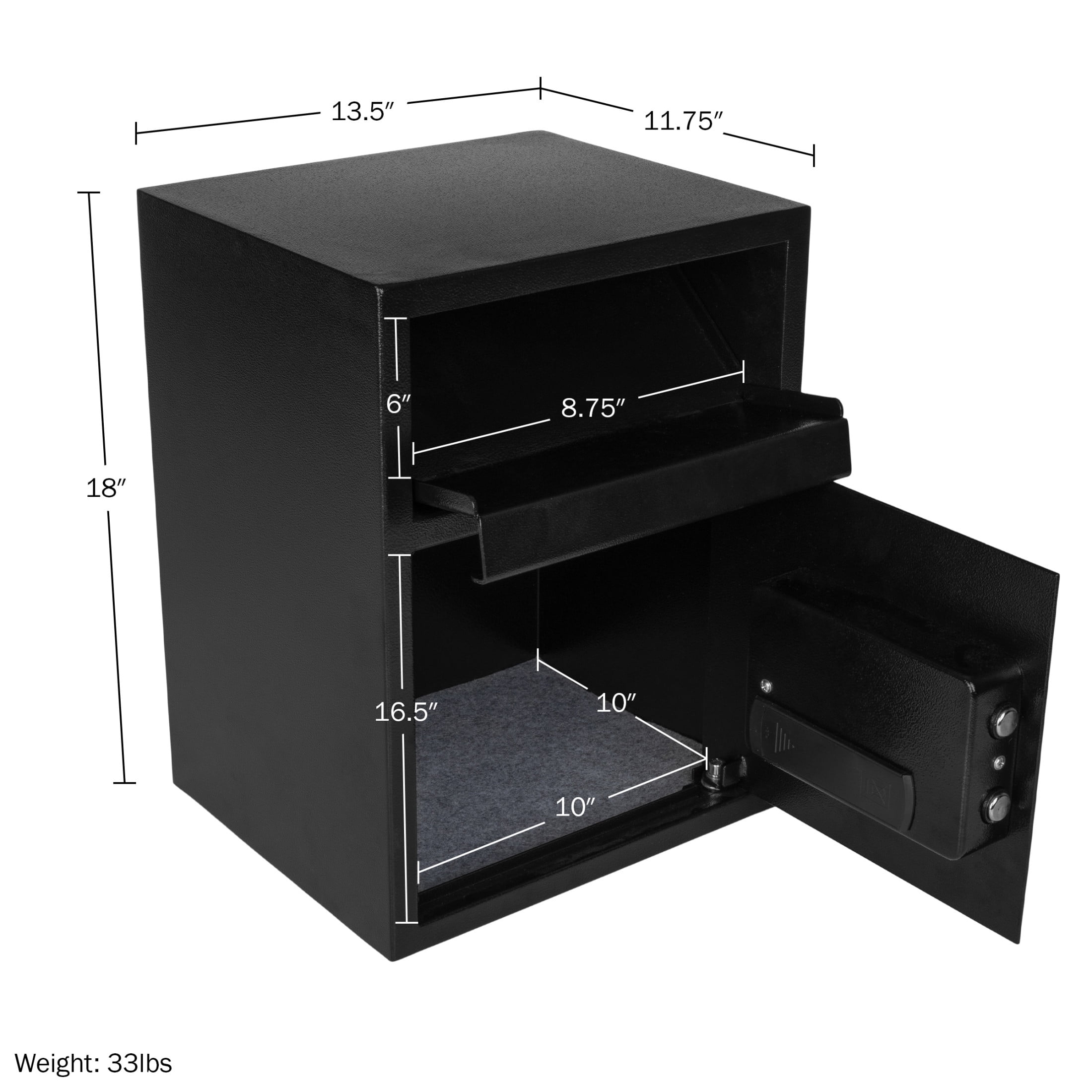 Paragon Safes Electronic Safe Deposit Box with Keypad and 2 Keys (Black)
