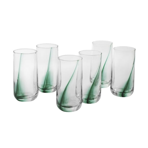 Set de 6 Vasos Crisa de Vidrio Modelo Green Ribbon Koba Transparente