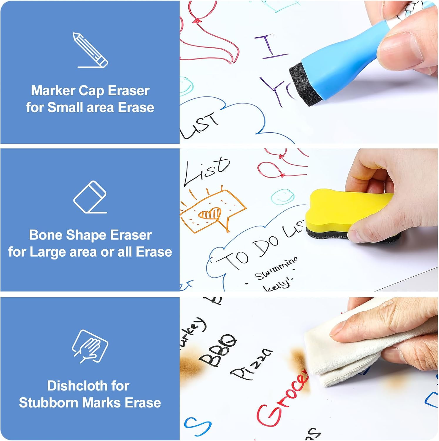 1 Pack Magnetic Dry Erase Board Sheet for Fridge, Erasable Refrigerator WhiteBoard w/ 4 Markers & 1 Eraser- Smooth and Flexible Small Magnet Blank Notepad for Home Kitchen Organizer and Planner