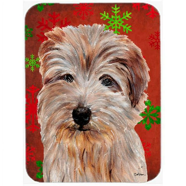 Carolines Treasures SC9760LCB Norfolk Terrier Grande Taille Flocons de Neige Rouges Vacances Planche à Découper en Verre