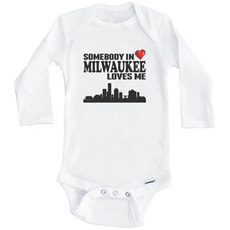 

Somebody In Milwaukee Loves Me One Piece Baby Bodysuit (Long Sleeve) 3-6 Months White