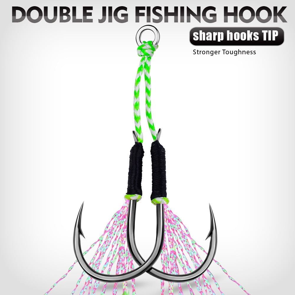 20Pairs Fishing Saltwater Double Assist Jigging Hook Butterfly Jig Fishing Hooks