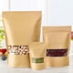 thumbnail image 1 of 100pcs Kraft Bags With Window Stand Up Ziplock Seal Paper Bag Large Food Storage Pouch, 1 of 5