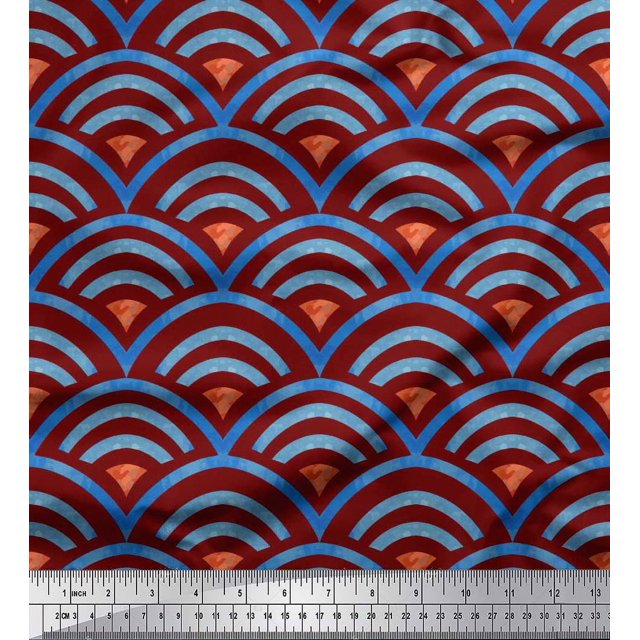 Soimoi polyester Crepe Fabric Scales Geometric Print Fabric by Yard 52 Inch Wide
