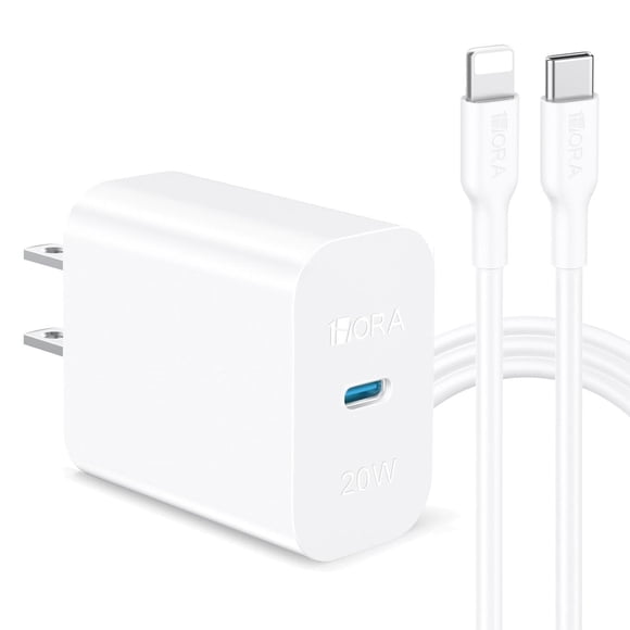 1 Hora Cargador Carga Rapida para IP 14, 20W Cargador Tipo C, con Cable USB C a Lightning 1M 3A, Com