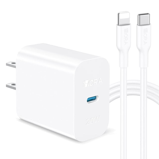1 Hora Cargador Carga Rapida para IP 14, 20W Cargador Tipo C, con Cable USB C a Lightning 1M 3A, Com