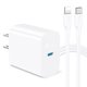 thumbnail image 1 of 1 Hora Cargador Carga Rapida para IP 14, 20W Cargador Tipo C, con Cable USB C a Lightning 1M 3A, Com, 1 of 7