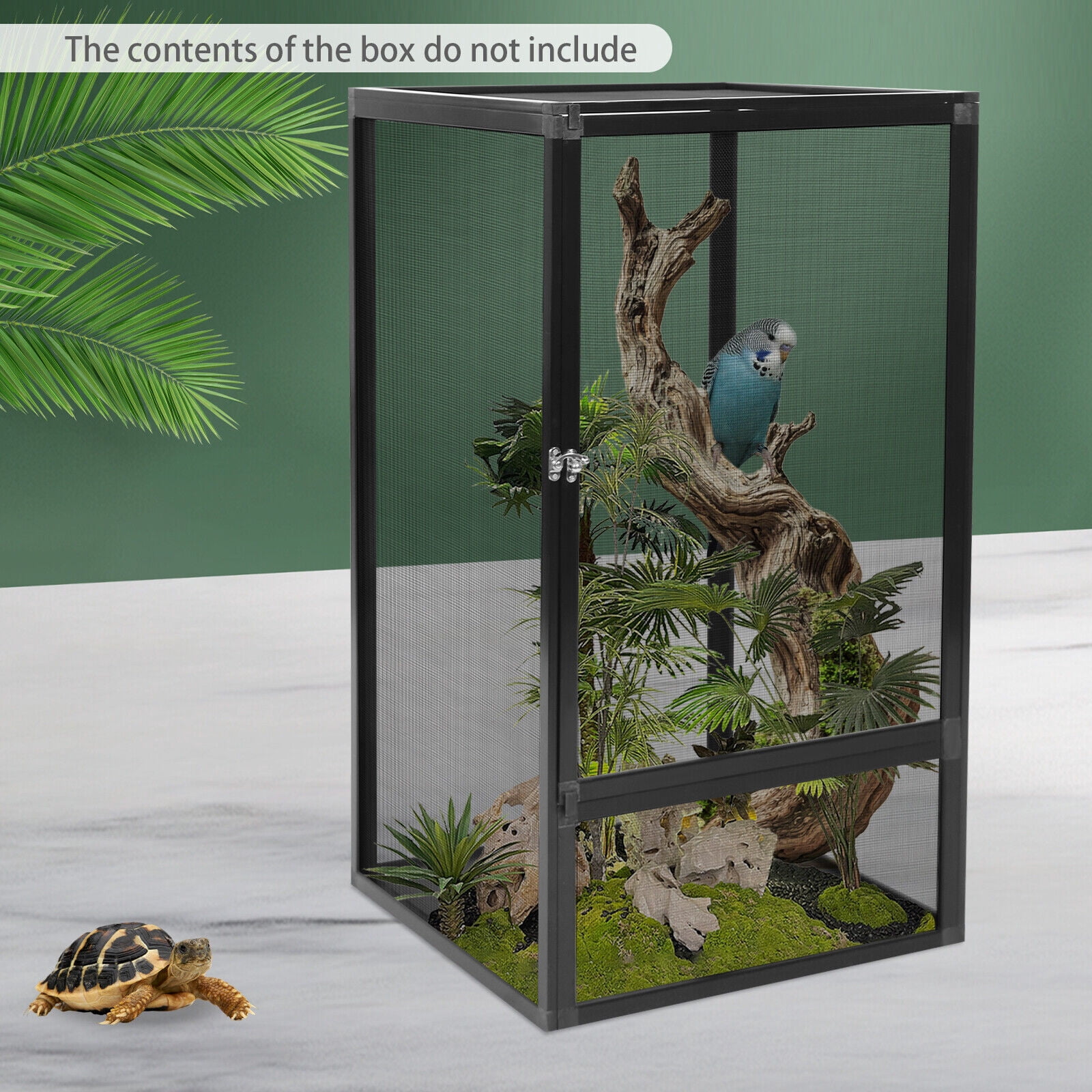 Modern Reptile Pet Feeding Enclosure Black Reptile Pet Feeding Net Box for Reptiles and Small Insects