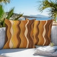 thumbnail image 5 of Waterproof Throw Pillow Covers Set of 2, 20x20 Inch Burnt Orange Ombre Decorative Pillowcases Outdoor Pillow Slip Cushion Covers Set for Couch Tent Abstract Art Moire Ocean Waves, 5 of 7