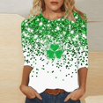 thumbnail image 2 of St Patricks Day Shirt Women,3/4 Sleeve Shirts Cute Shamrock Print Tees Blouses Casual Plus Size Basic Lucky Tops, 2 of 5