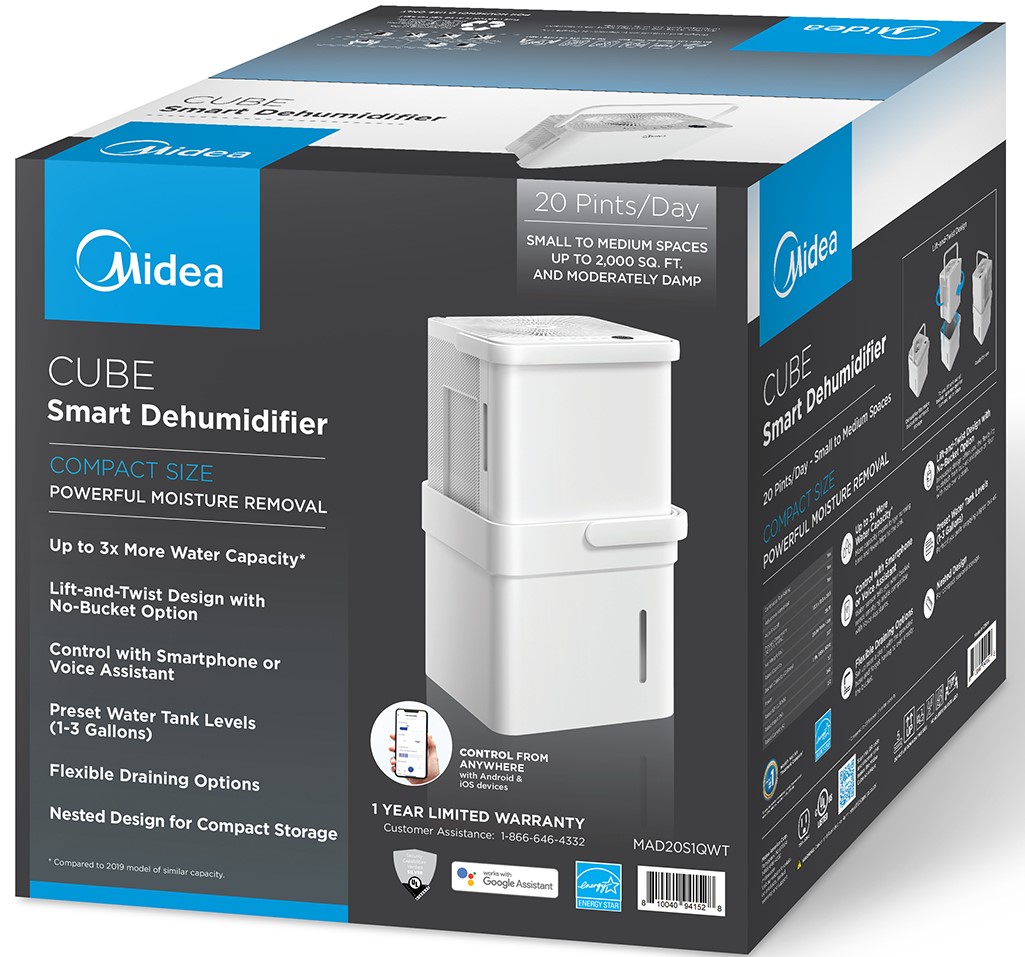 Midea Cube 20-Pint Smart Wifi Dehumidifier, Coverage up to 2,000 sq. ft., MAD20S1QWT - image 4 of 15