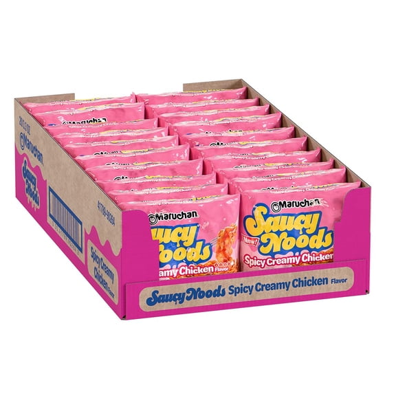 Maruchan Ramen Spicy Creamy Chicken Noodles, Saucy Noods - Fry Style, Bold Korean-Inspired Sauce, Rich Flavor, Made in USA, 3.3 Oz. (20 Count) C113