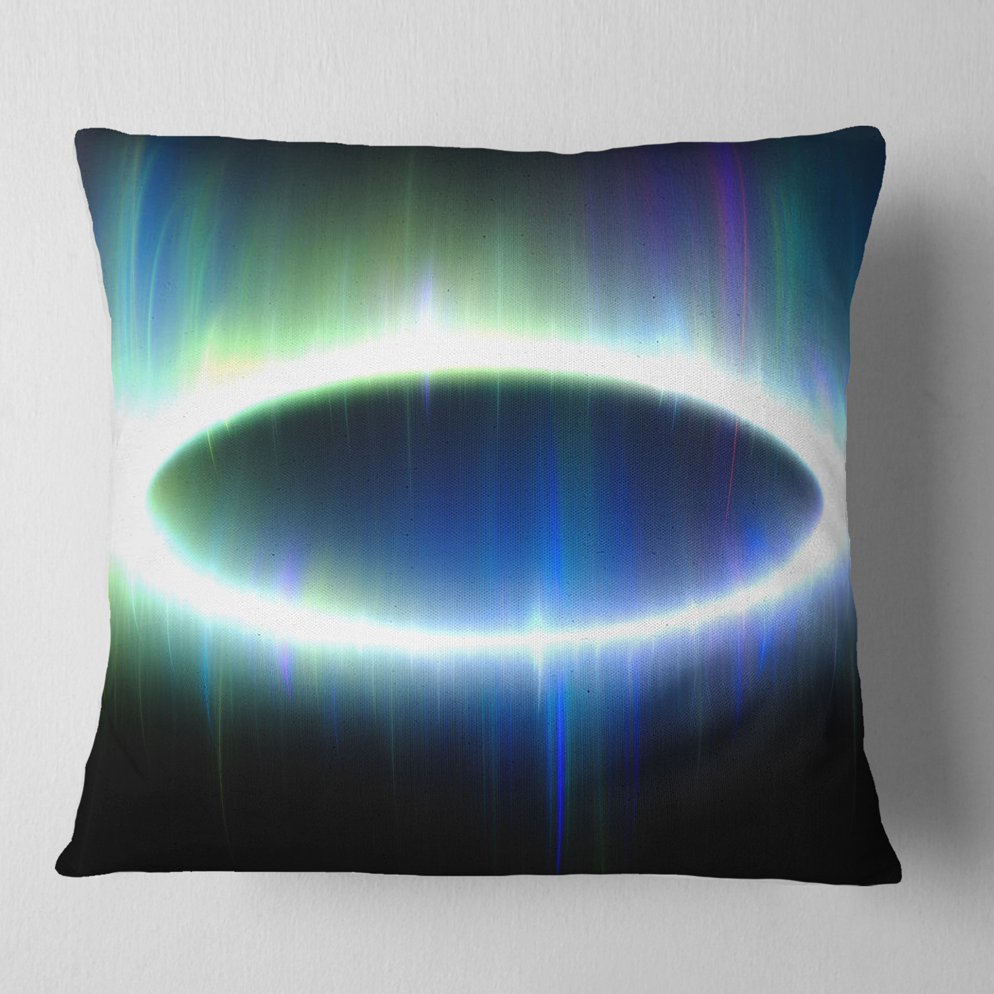 Designart Large Blue Oval Fractal Light - Abstract Throw Pillow - 16x16