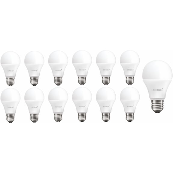 schäezer 9W LED Bulb – 2700K Warm White, Non-Dimmable, E26 Base – Energy Efficient Light Bulbs Pack of 12