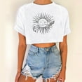 thumbnail image 2 of Outfmvch Crop Tops T Shirts for Women Sun and Moon print round neckline plunging vintage top T-shirt White Shirts for Women White L, 2 of 3