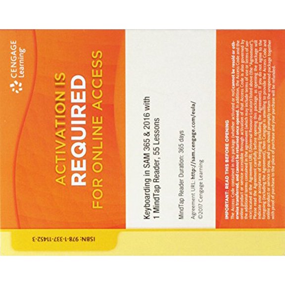 Pre-Owned Keyboarding in SAM 365 & 2016 with MindTap Reader, 55 Lessons, 2 terms (12 months), Printed Access Card, 9781337114523, 1337114529, Paperback, 20 edition