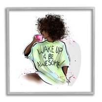 Stupell Industries Wake Up Be Awesome Phrase Graphic Art Gray Framed Art Print Wall Art, Design by Alison Petrie