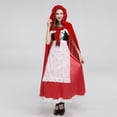 thumbnail image 6 of IBTOM CASTLE Women's Little Red Riding Hood Costume Halloween Christmas Party Dress up with Hooded Cloak Velvet Cape for Photo Prop L Red + Black, 6 of 8